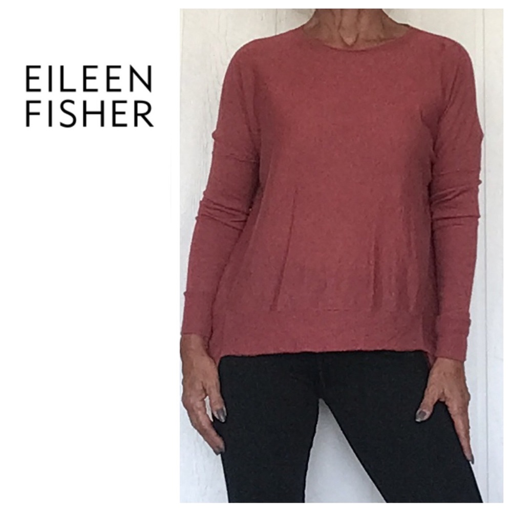 EILEEN FISHER MERINO WOOL CREW NECK BOXY ALPACA SWEATER SMALL
